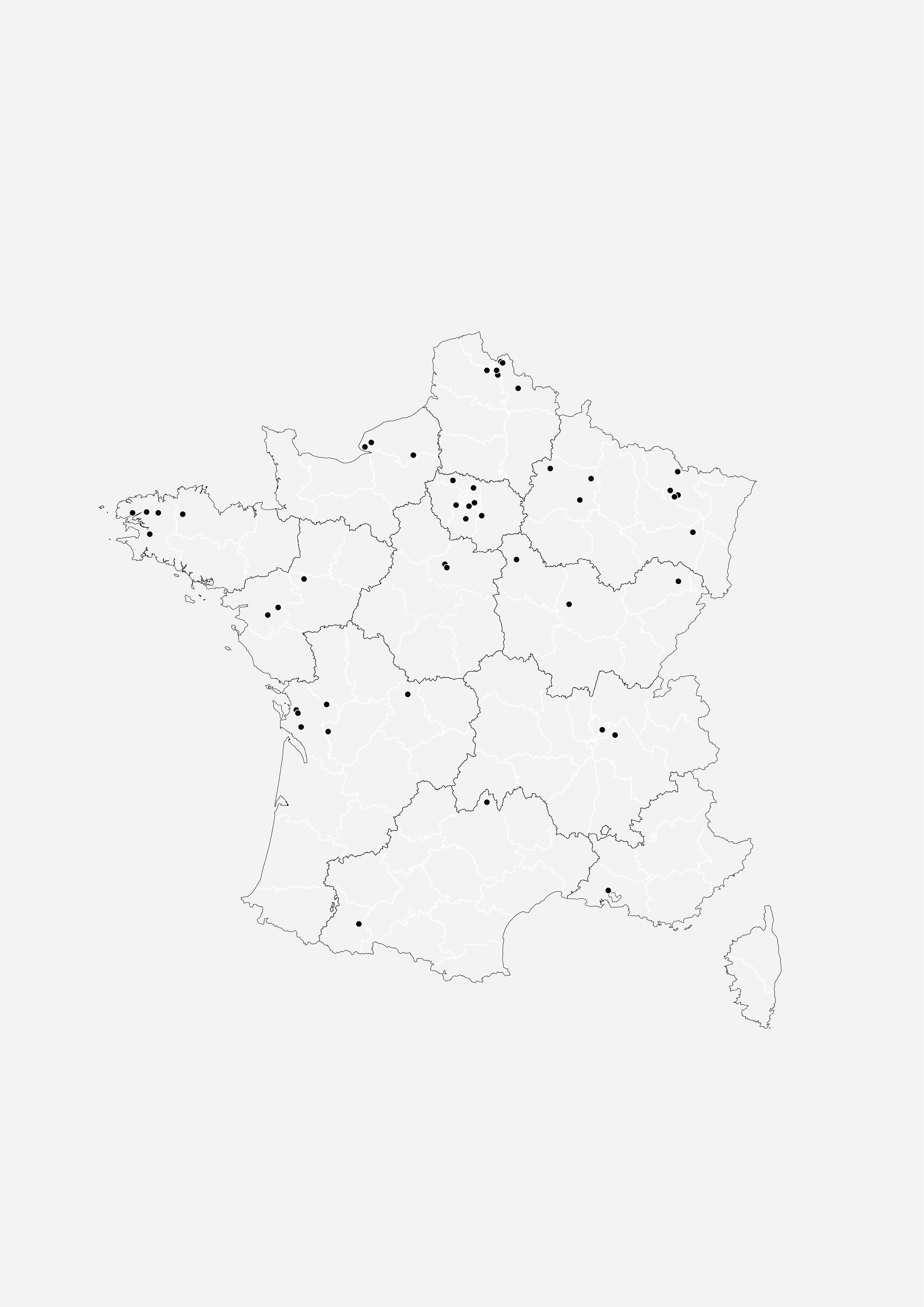 Cartographie des projets ENR réalisés par Plié Architectes pour une transition énergitique en accord avec un aménagement du territoire respectueux.